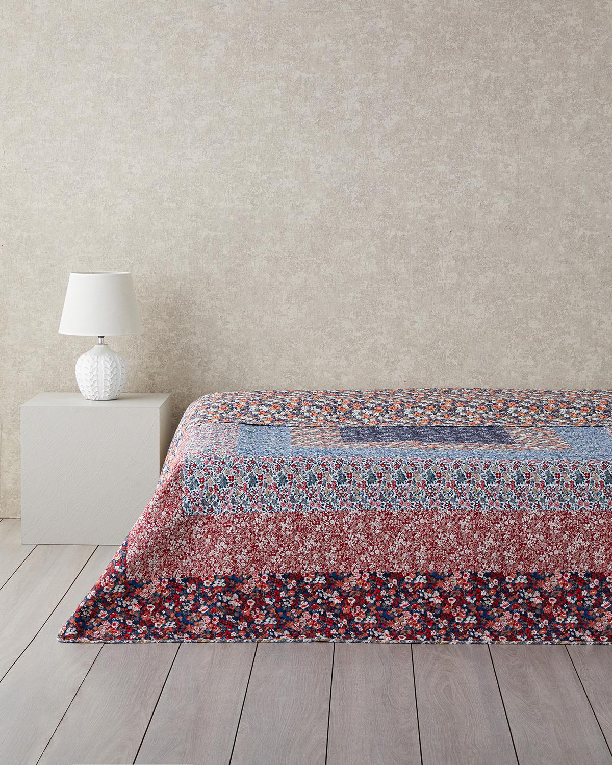 Fanciful Patchwork Tek Kişilik Çok Amaçlı Örtü 160x220 cm Bordo