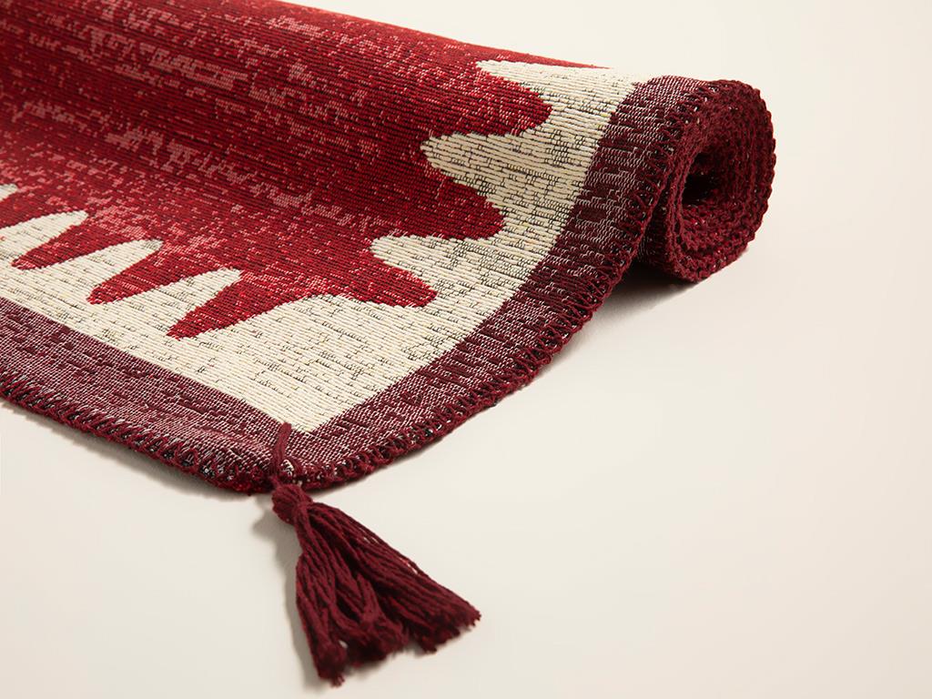 Fancy Luis Dokuma Kilim Krem - Kırmızı