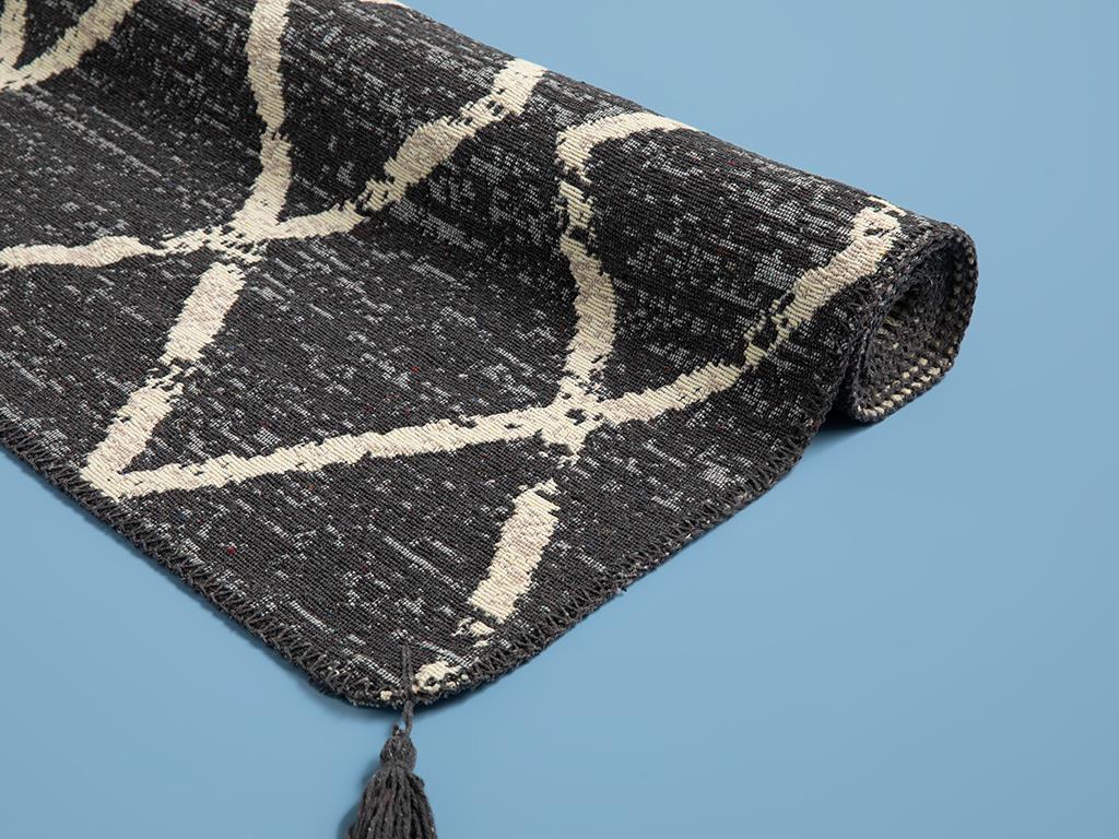 Fancy Tien Dokuma Kilim Krem Siyah