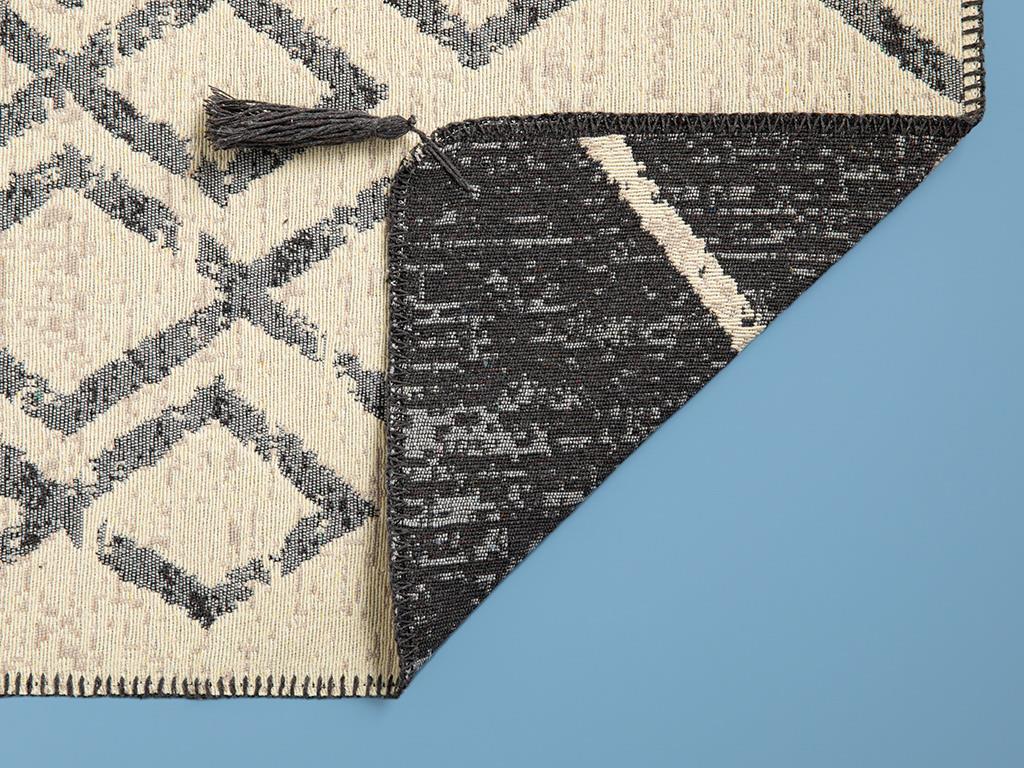 Fancy Tien Dokuma Kilim Krem Siyah