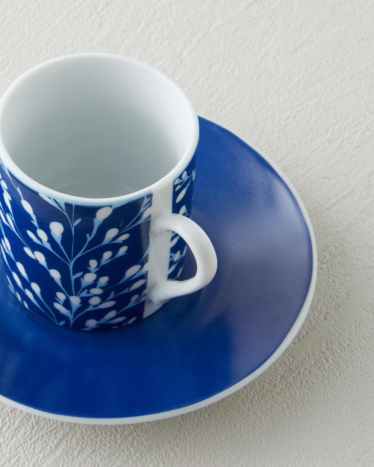 Fawn Porselen 4 Parça 2 Kişilik Kahve Fincan Takımı 80 ml Koyu Mavi