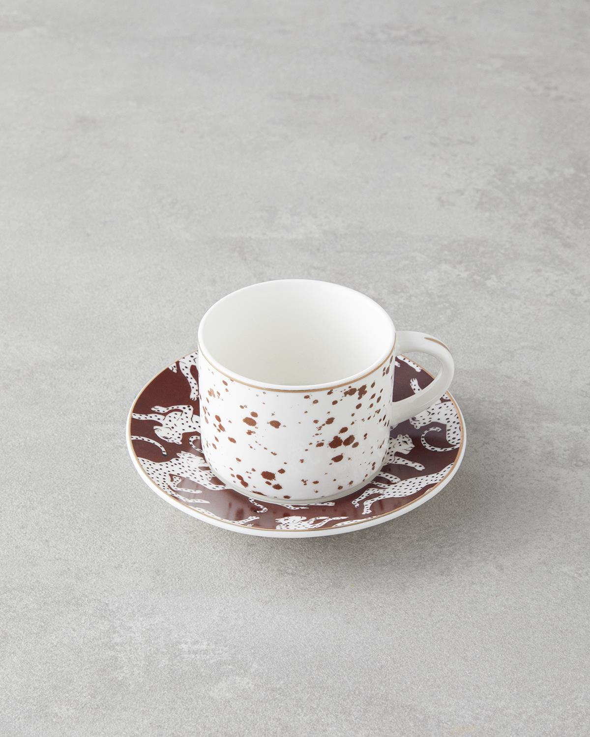 Feline New Bone China 4 Parça 2 Kişilik Kahve Fincan Takımı 100 ml Kahverengi