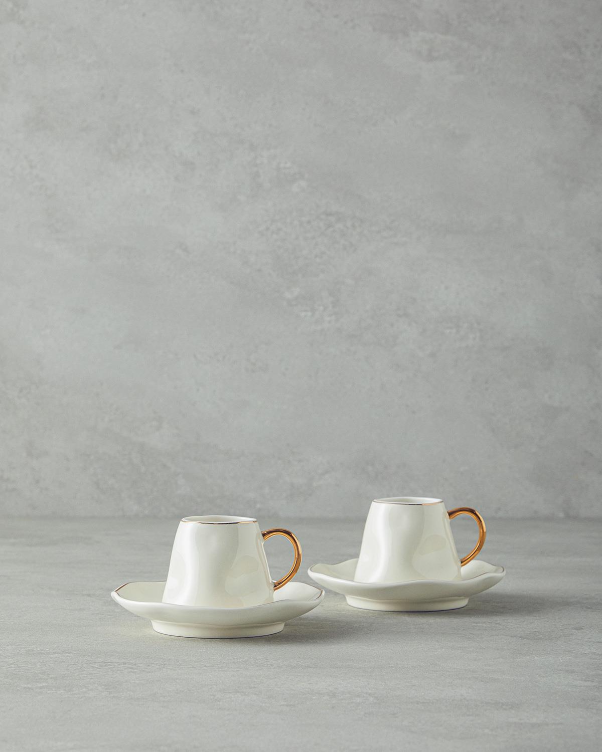Felix New Bone China 4 Parça 2 Kişilik Kahve Fincan Takımı Beyaz