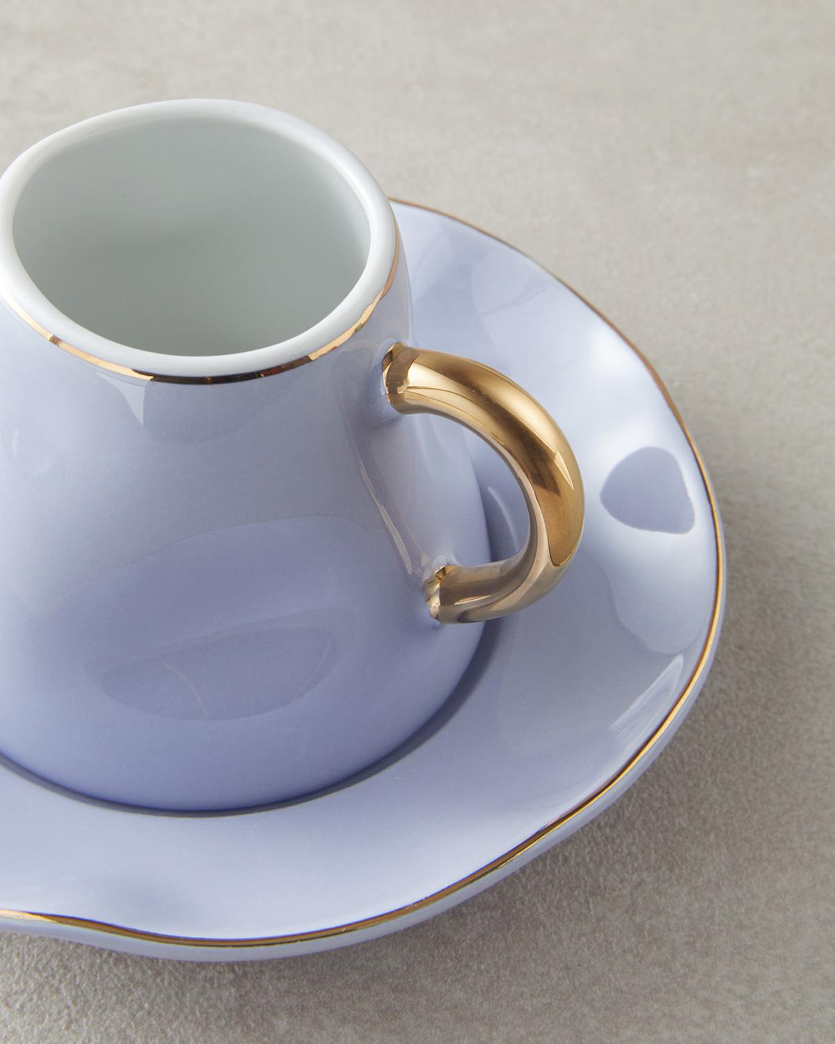 Felix New Bone China 4 Parça 2 Kişilik Kahve Fincan Takımı Lila