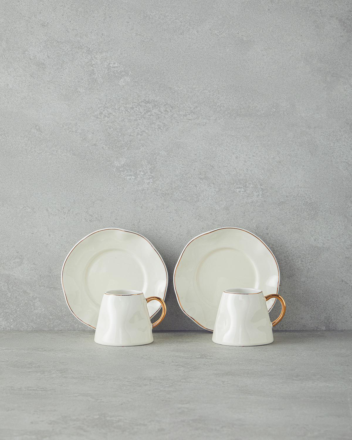 Felix New Bone China 4 Parça 2 Kişilik Kahve Fincan Takımı Beyaz