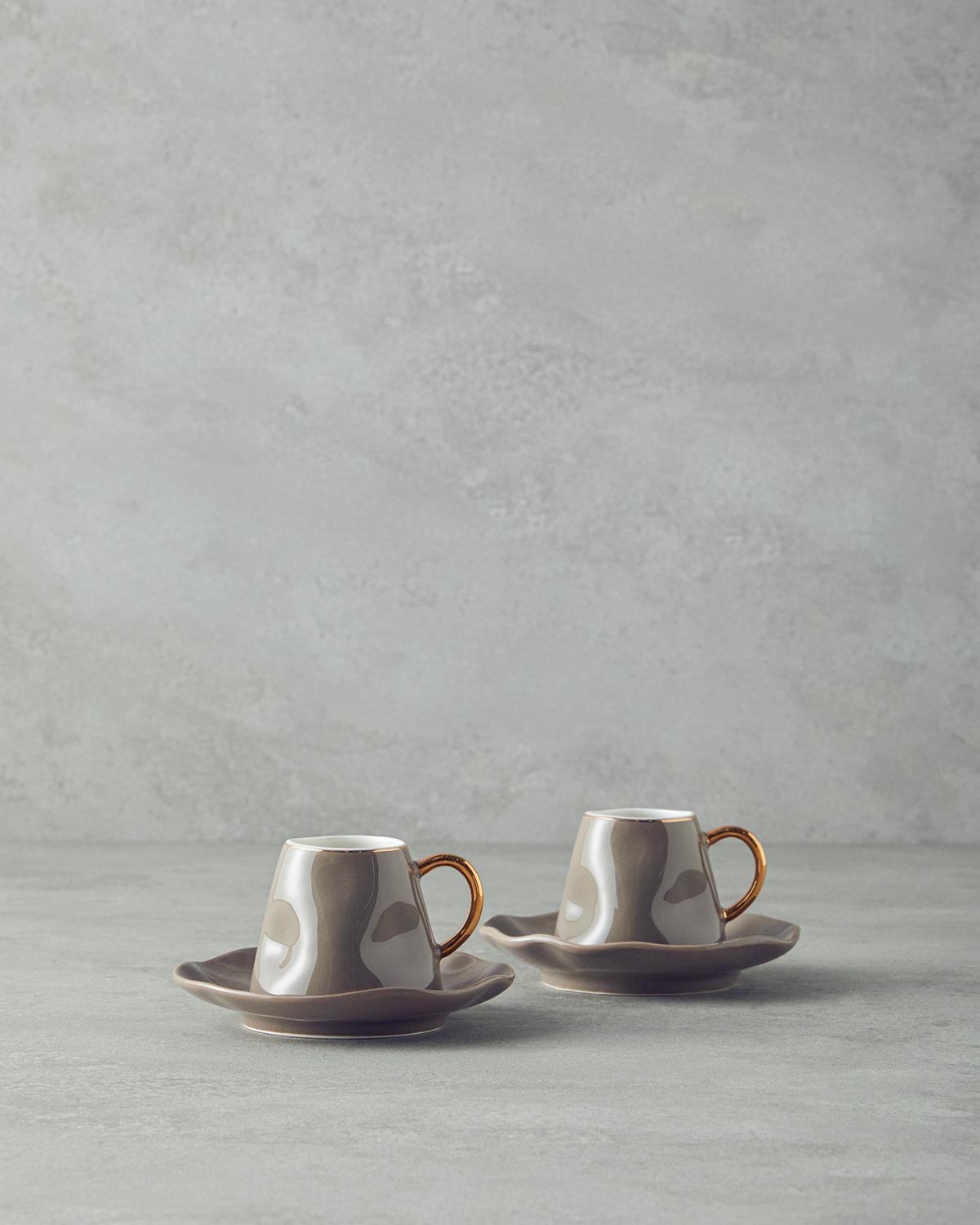 Felix New Bone China Kahve Fincan Takımı 4 Parça 2 Kişilik Vizon