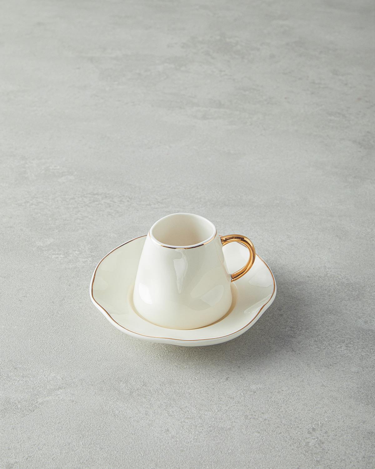 Felix New Bone China 4 Parça 2 Kişilik Kahve Fincan Takımı Beyaz