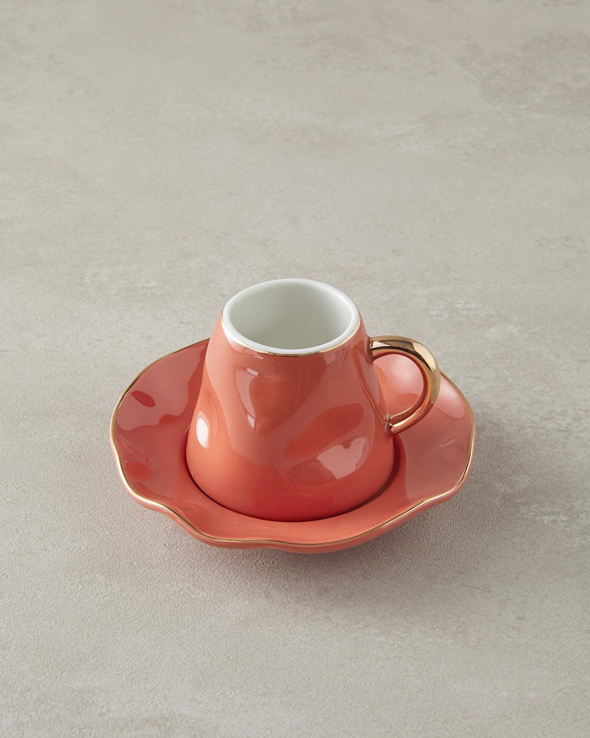 Felix New Bone China Kahve Fincan Takımı 4 Parça 2 Kişilik Terracotta