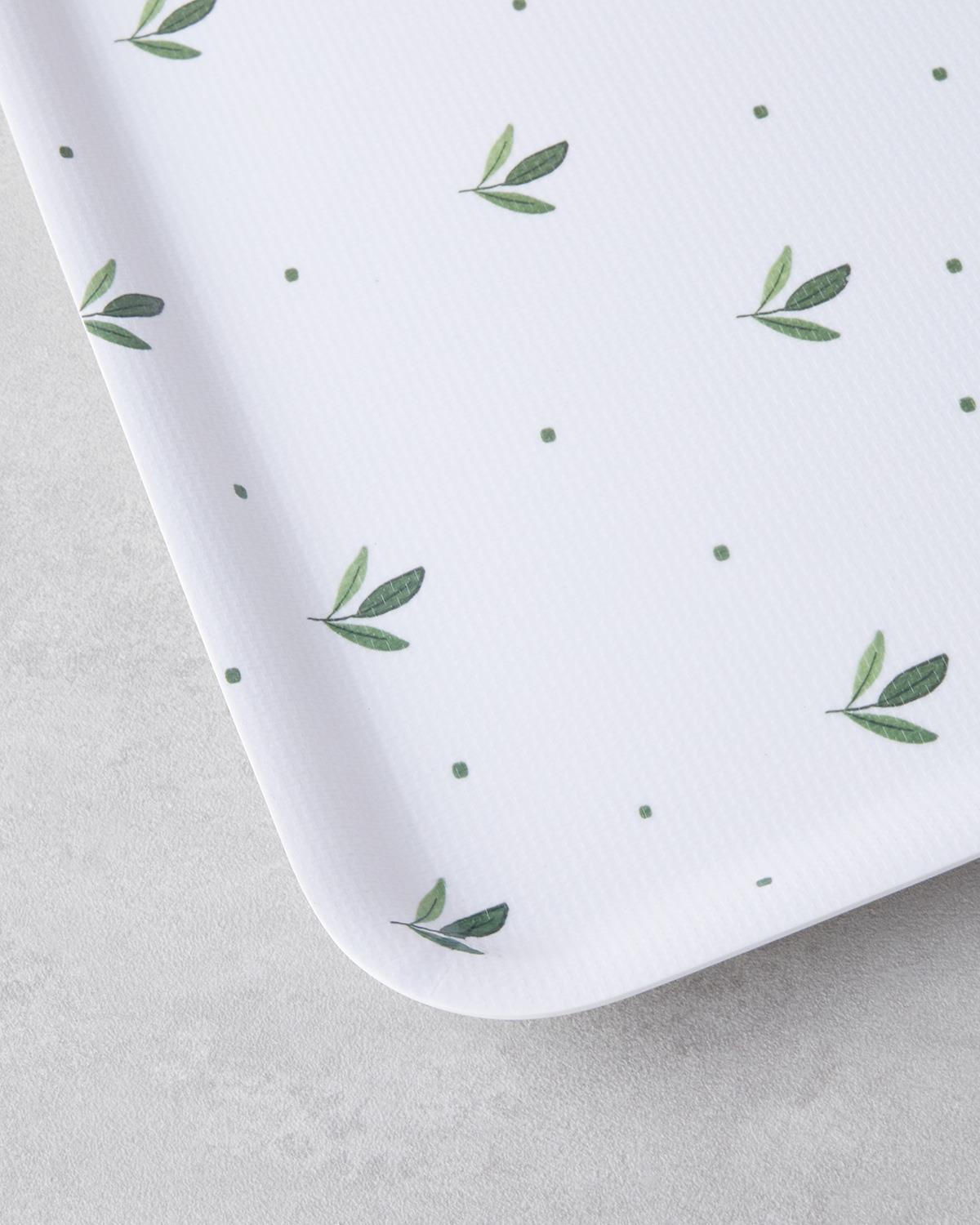 Feuille Melamin Kaydırmaz Tepsi 33x33 cm Yeşil