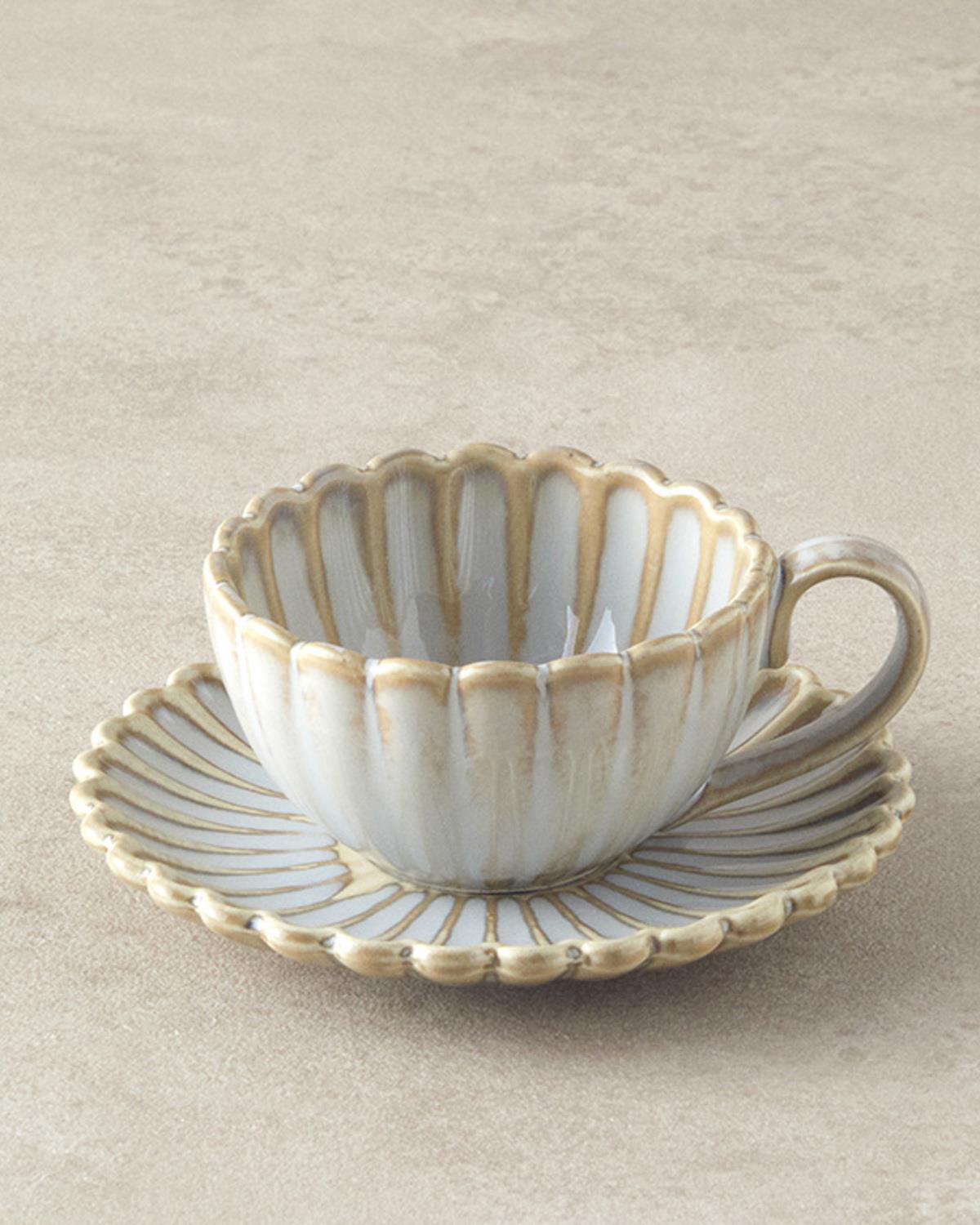 Fiore New Bone China 4 Parça 2 Kişilik Kahve Fincan Takımı Gri
