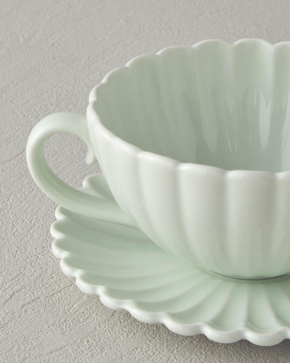 Fiore New Bone China Çay Fincanı Takımı Mint