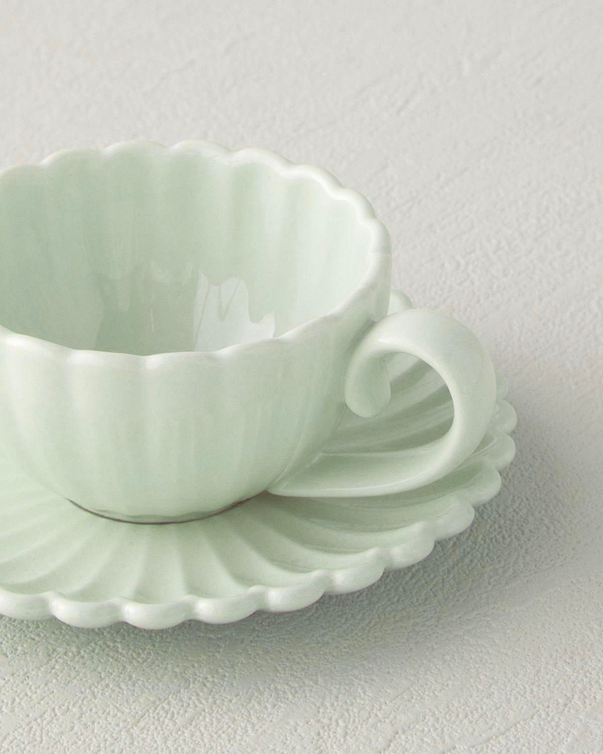 Fiore New Bone China Kahve Fincan Takımı Mint