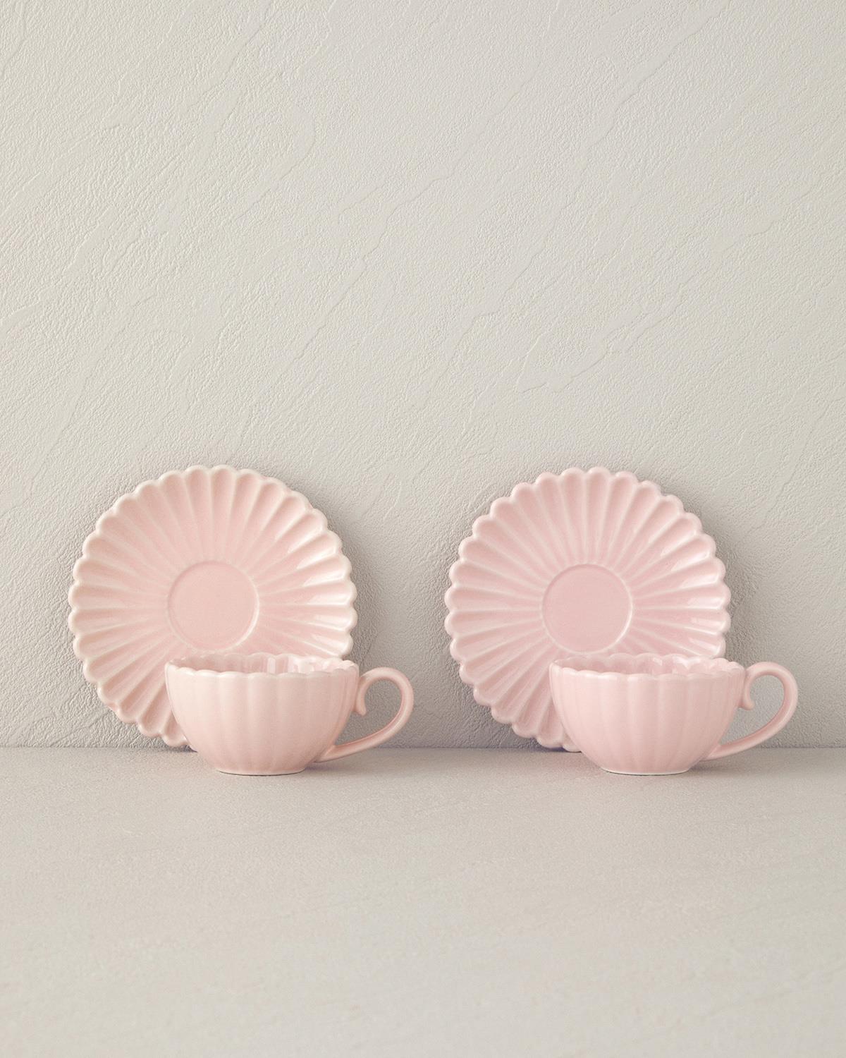 Fiore New Bone China Kahve Fincan Takımı Pudra