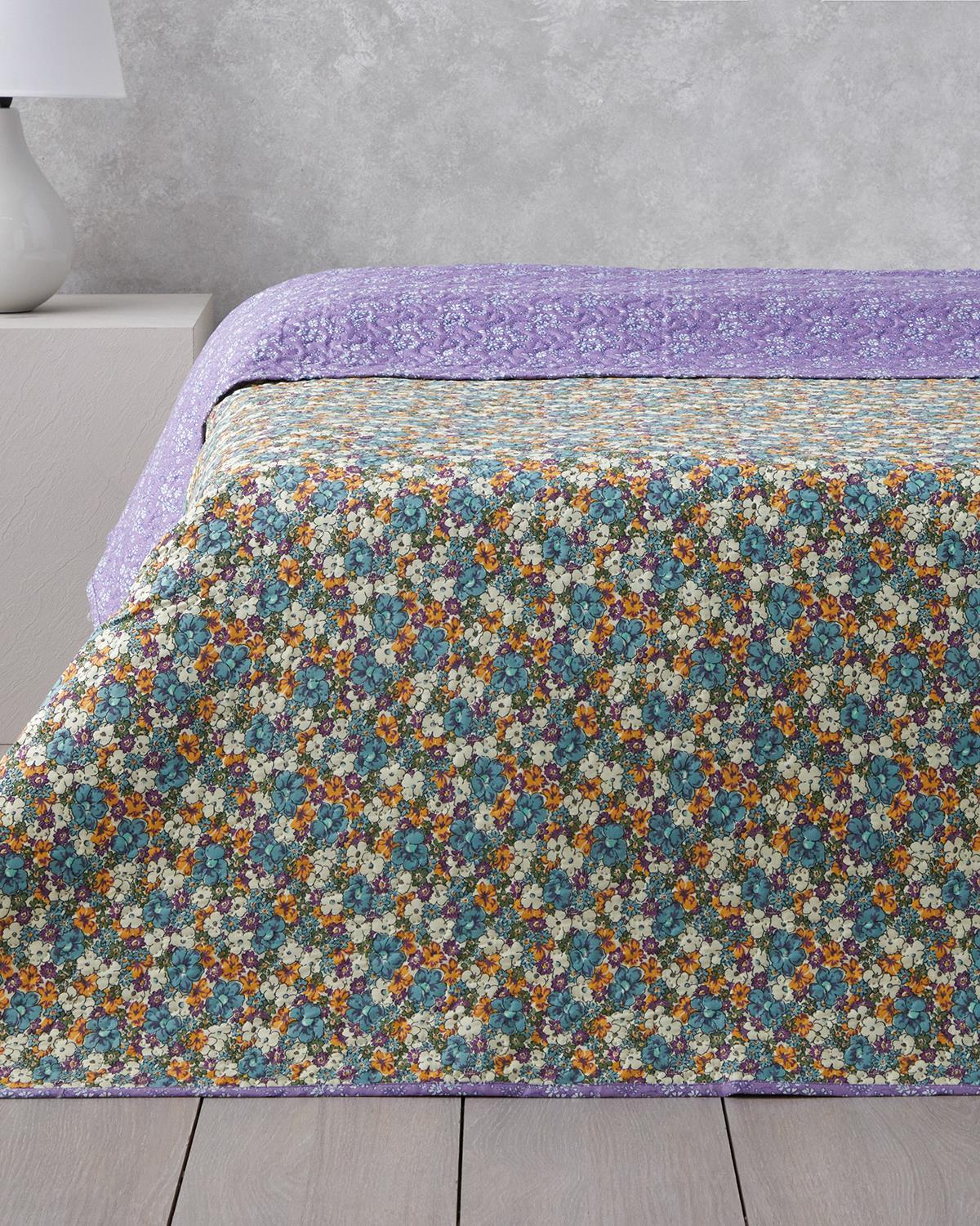 Fiore Viola Çift Kişilik Çok Amaçlı Örtü 200x220 cm Mor