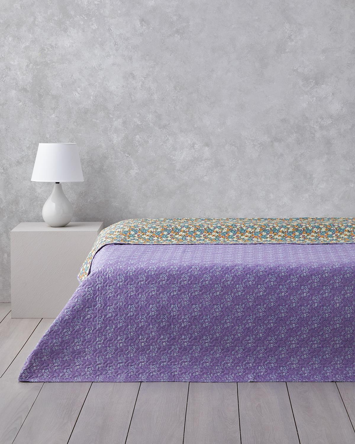 Fiore Viola Çift Kişilik Çok Amaçlı Örtü 200x220 cm Mor