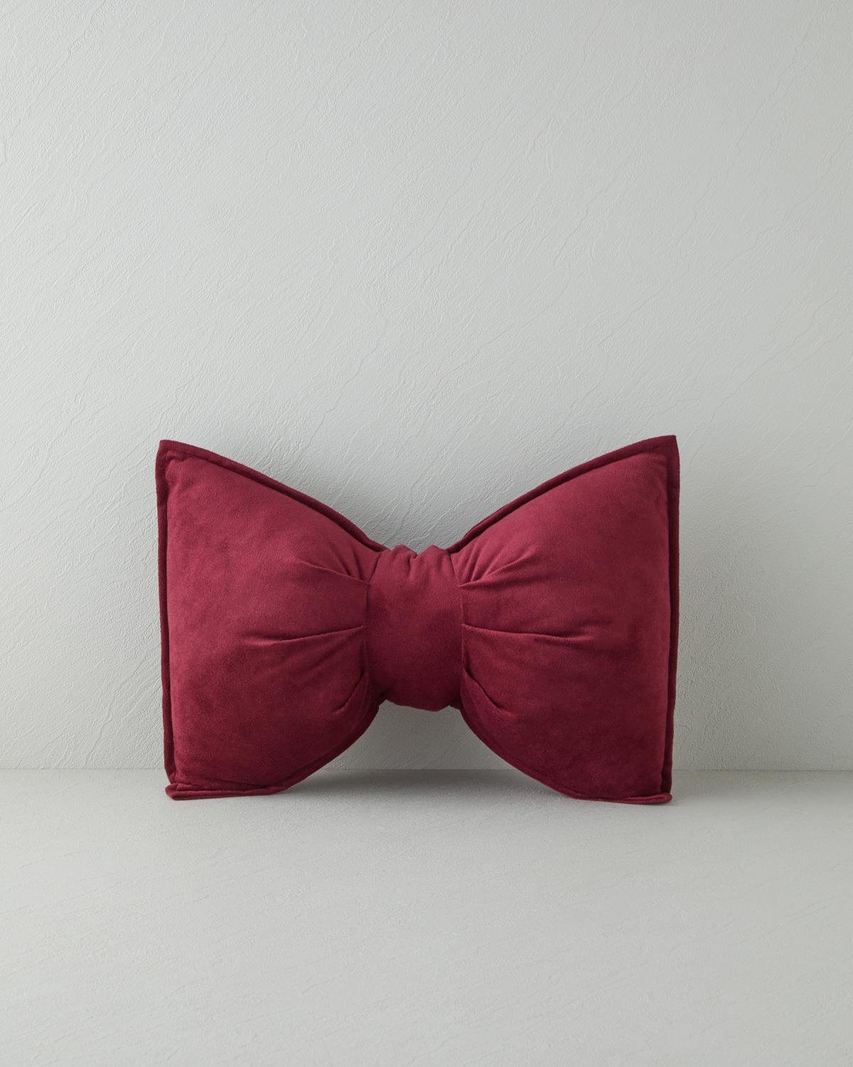 Fiyonklu Dekoratif Kırlent Bordo