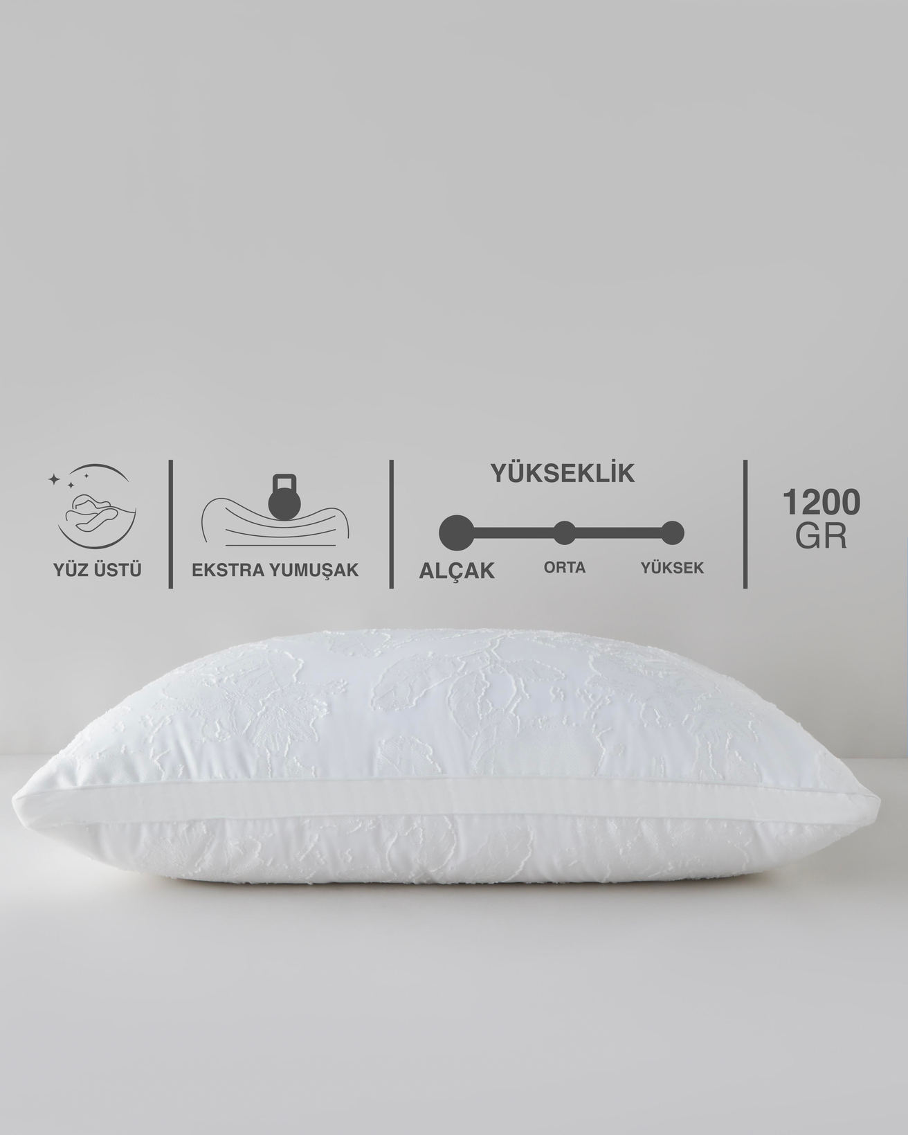 Fleur 3D Jakarlı Yastık 50x70 cm Beyaz