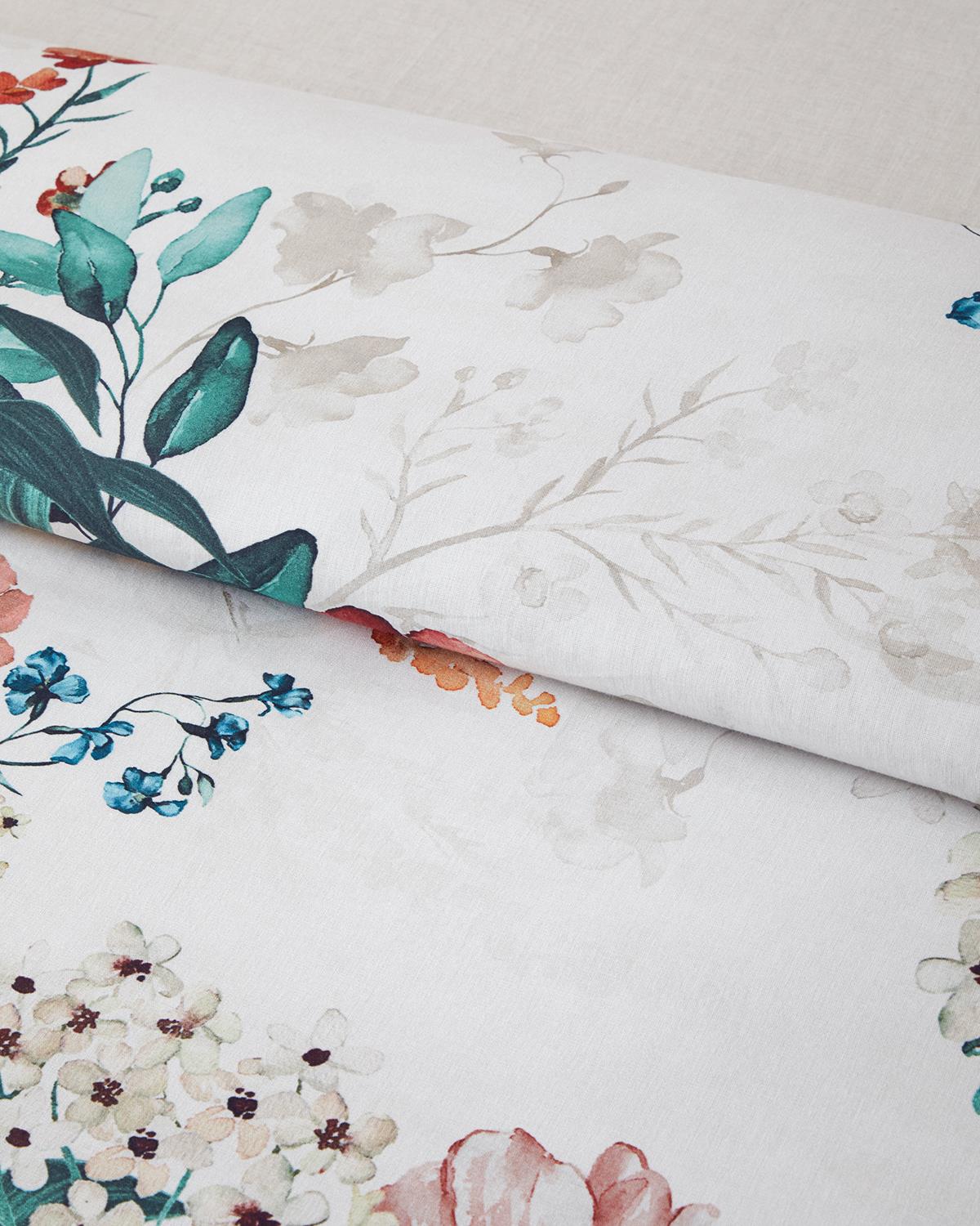 Flora Vista Dijital Baskılı Soft Cotton Çift Kişilik Nevresim Takımı Turuncu