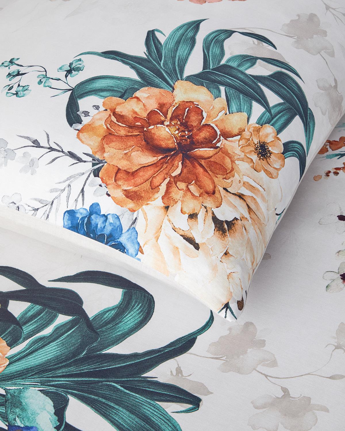 Flora Vista Dijital Baskılı Soft Cotton Çift Kişilik Nevresim Takımı Turuncu