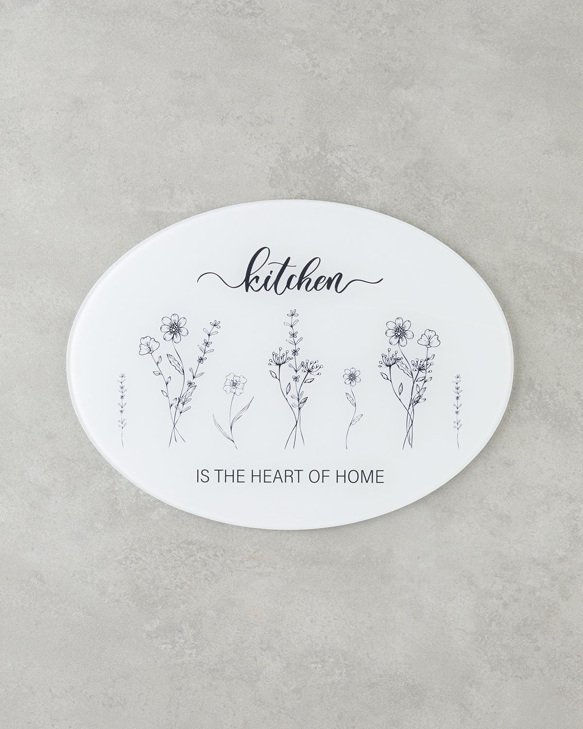 Floral Home Cam Kesme Tahtası 38x28 cm Beyaz
