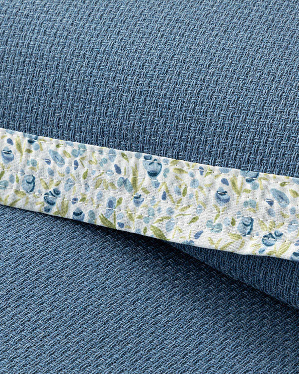 Floral Joy Desenli Biyeli Tek Kişilik Pike Seti Mavi