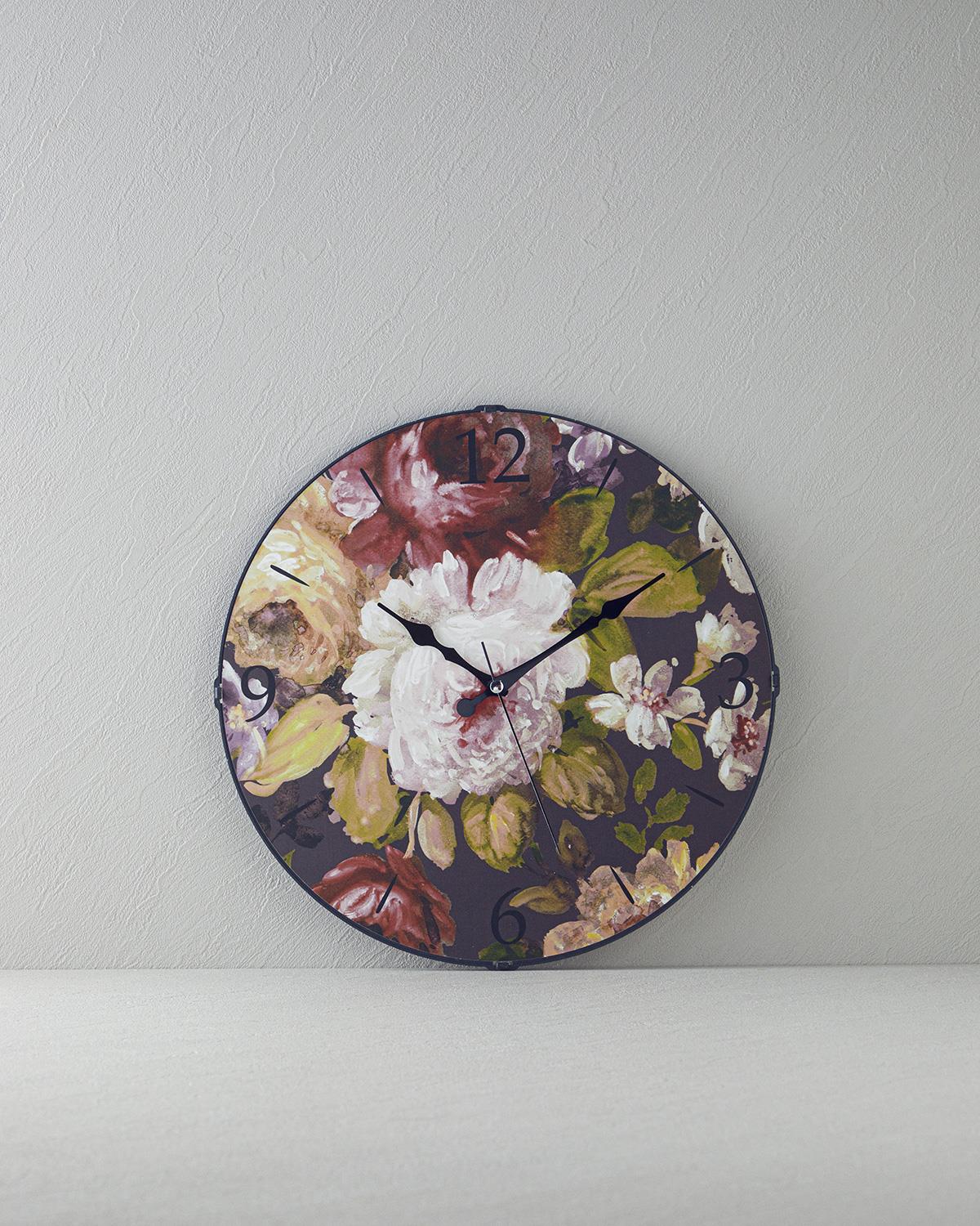 Floral Rose Duvar Saati Pembe