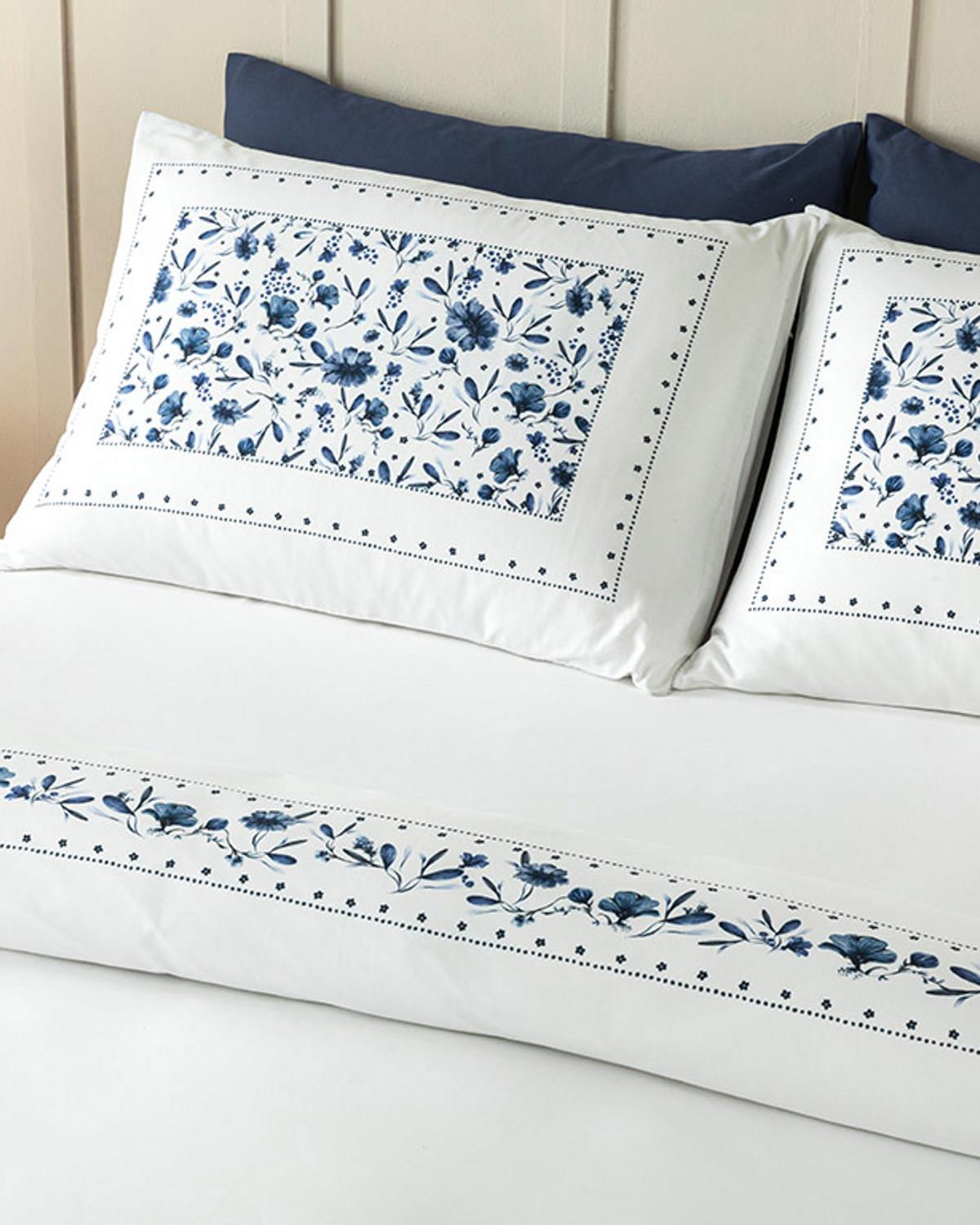 Flower Chain Dijital Baskılı Soft Cotton Tek Kişilik Nevresim Takımı Lacivert