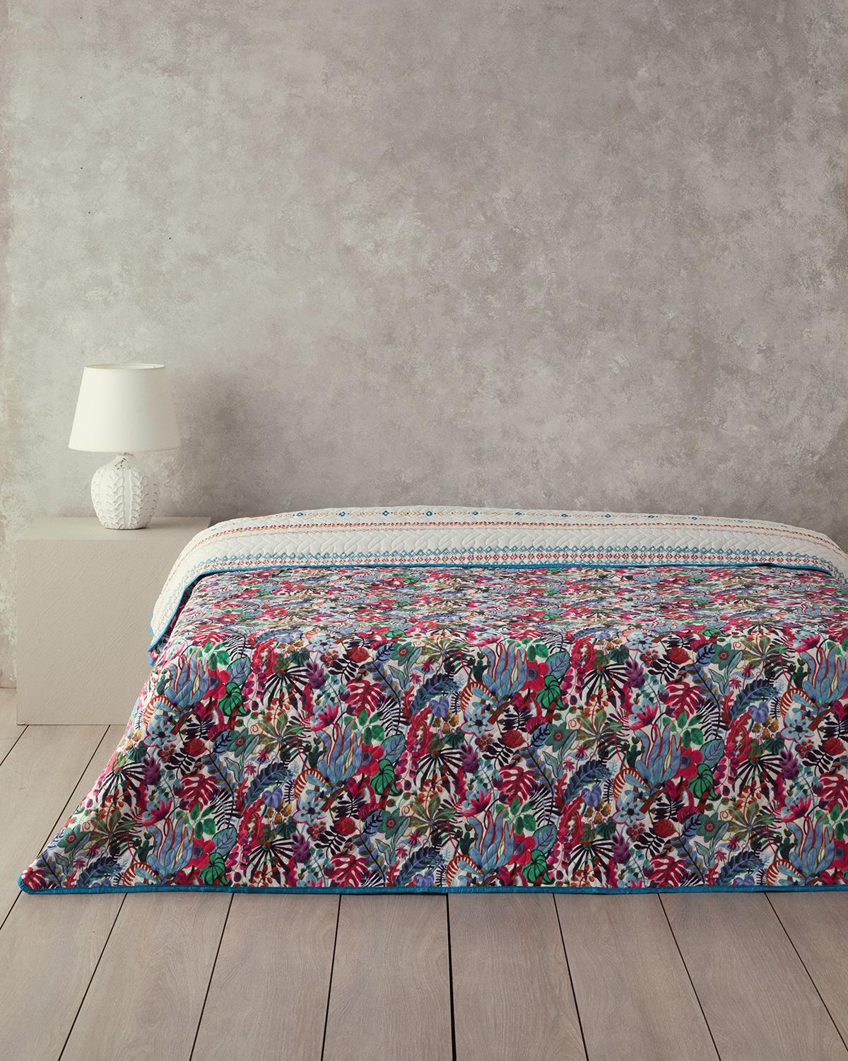 Flower Frenzy Tek Kişilik Çok Amaçlı Örtü Mor
