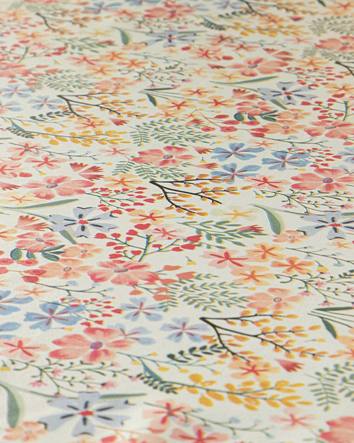 Flower Square Pvc Masa Örtüsü Beyaz