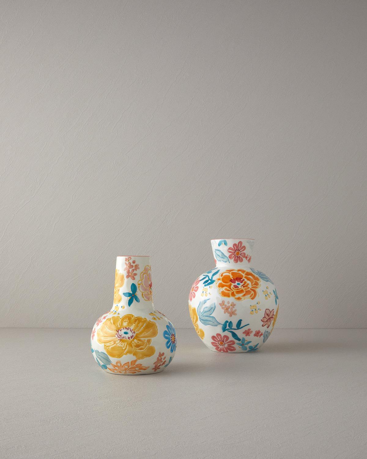 Flower Tulip Stoneware Vazo Multicolor