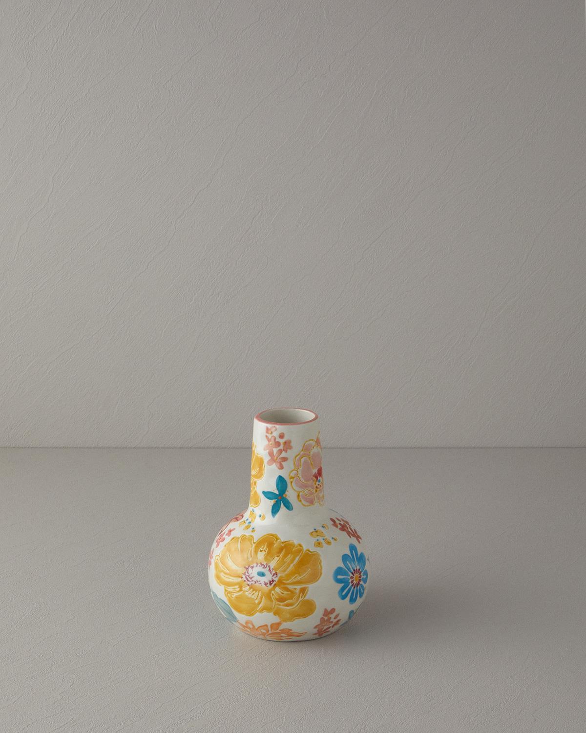 Flower Tulip Stoneware Vazo Multicolor