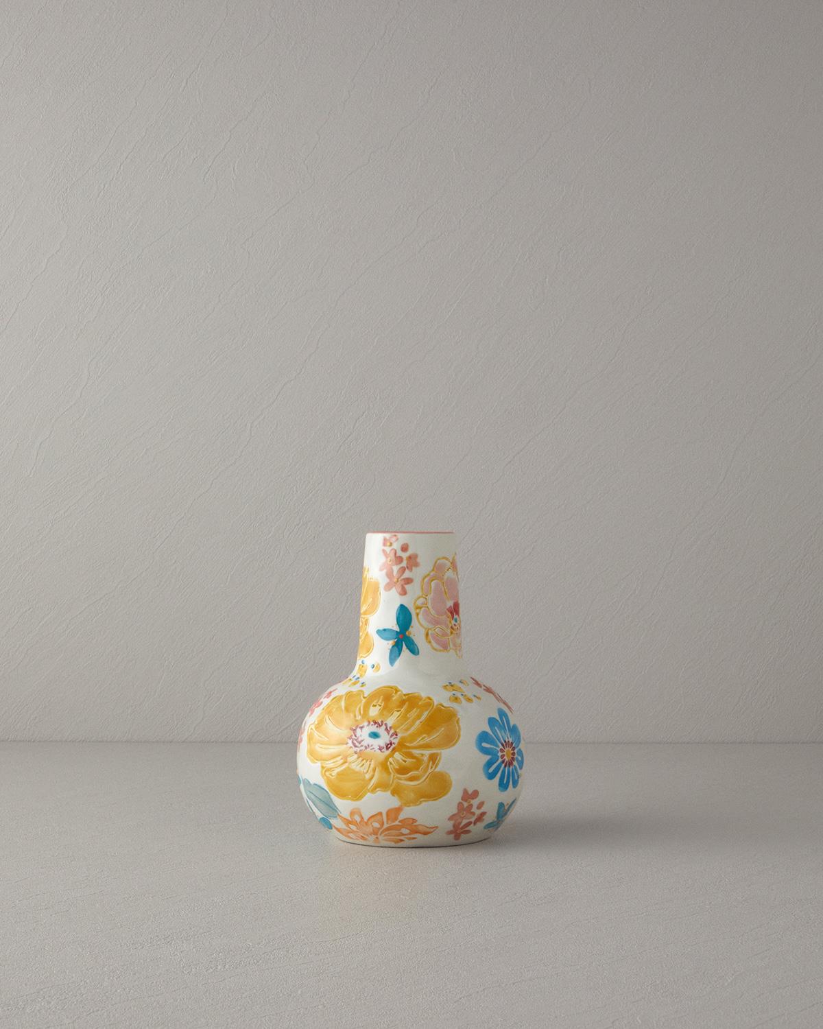 Flower Tulip Stoneware Vazo Multicolor
