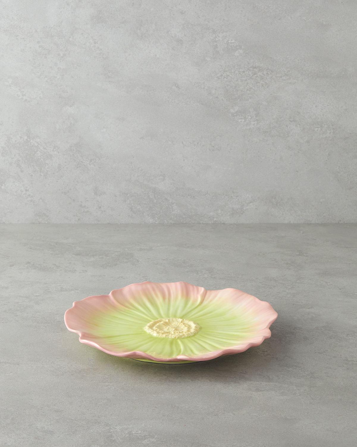Flowerella Dolomite Servis Tabağı 26 cm Pembe - Yeşil