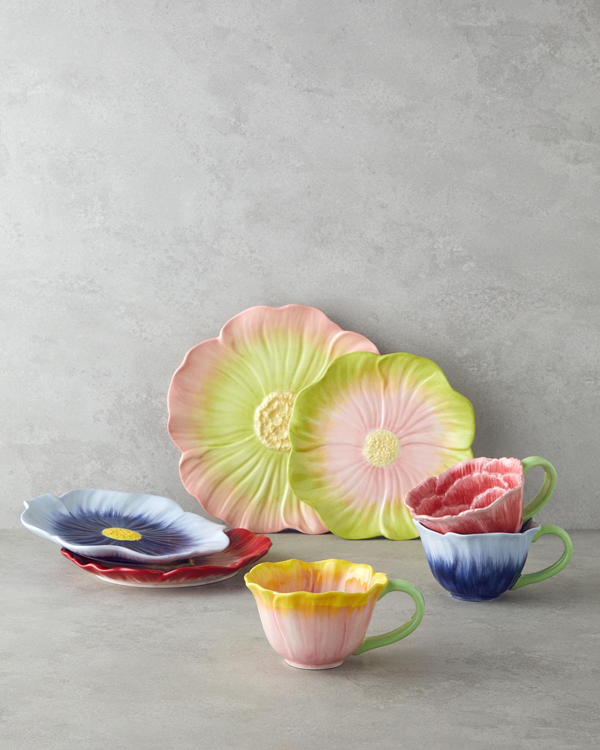 Flowerella Dolomite Servis Tabağı 26 cm Pembe - Yeşil