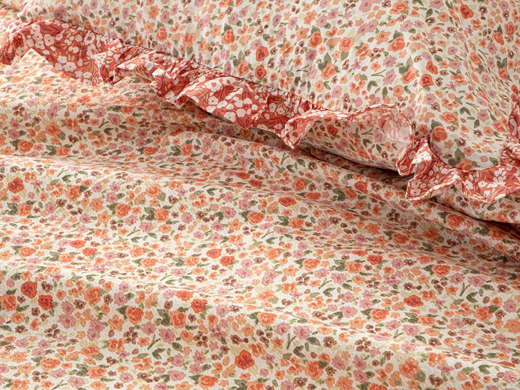 Floweret Baskılı Tek Kişilik Pike Amber Pembe