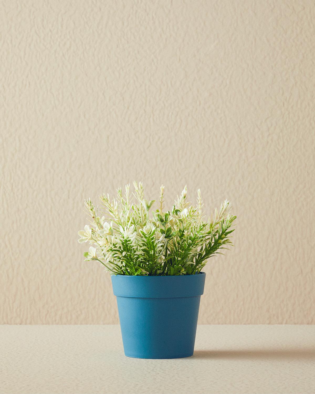 Flowery Vazolu Yapay Çiçek Mavi