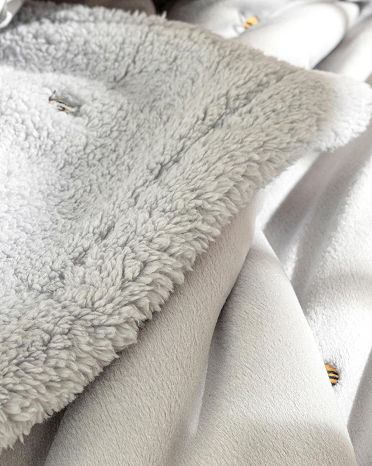 Fluffy Bee Bebe Battaniye Gri