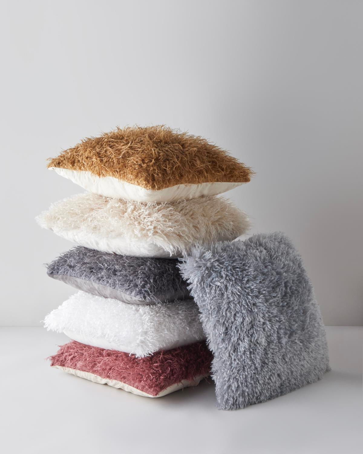 Fluffy Kırlent Kılıfı 45x45 cm Açık Kahverengi