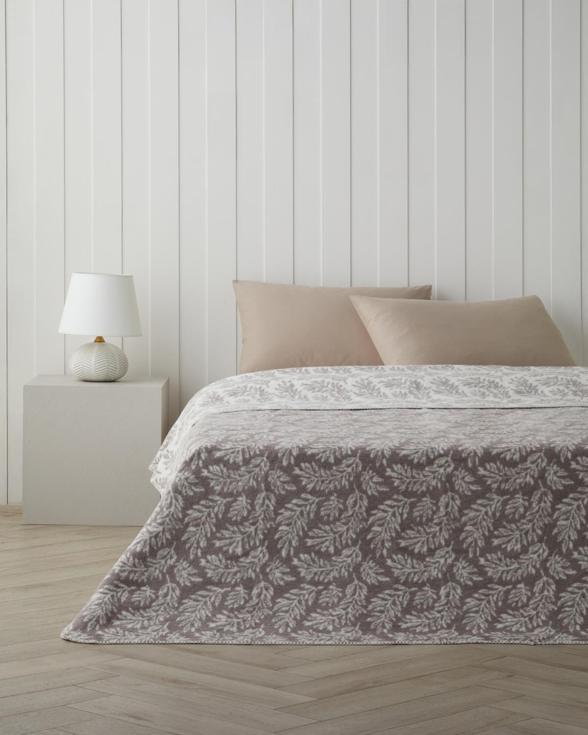 Foliage Pamuk Akrilik Çift Kişilik Battaniye 200x220 cm Çakıl Taşı