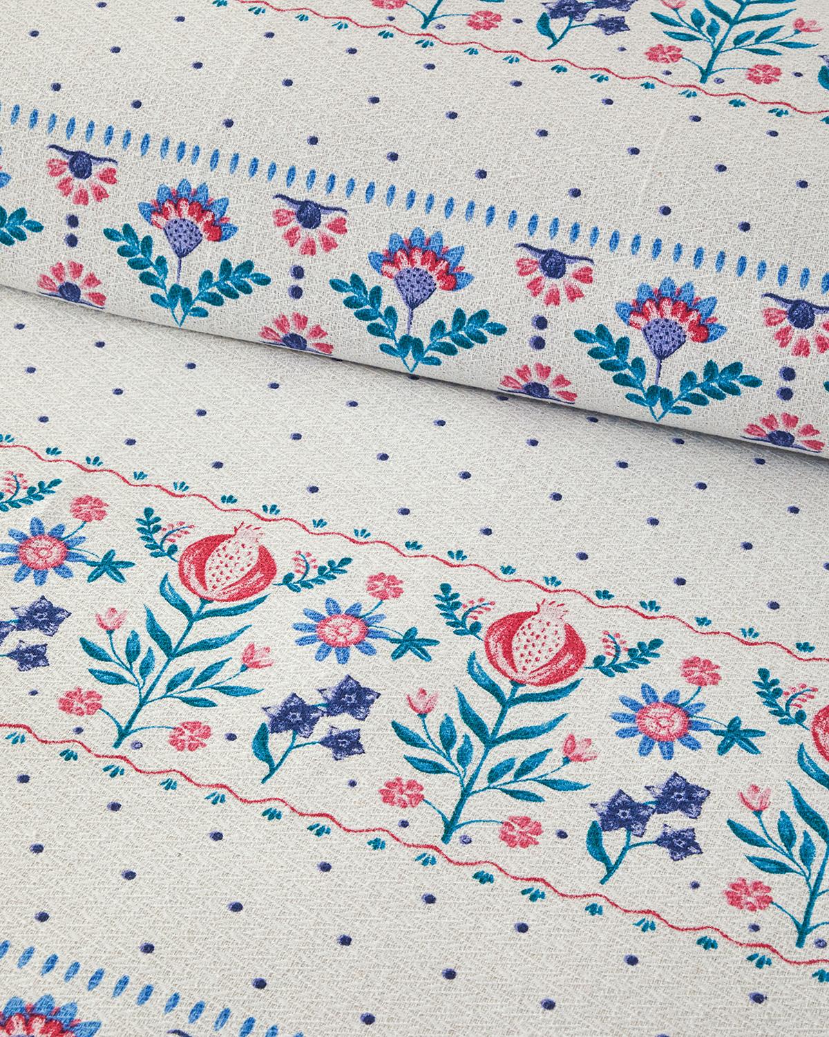 Folk Stripes Çift Kişilik Pike Takımı Mavi - Pembe