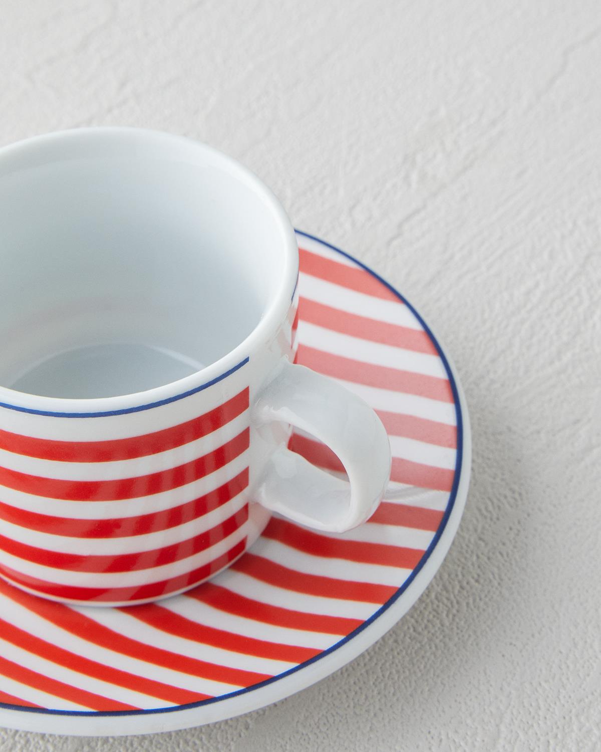 Fresco Porselen 4 Parça 2 Kişilik Kahve Fincan Takımı 80 ml Kırmızı - Beyaz