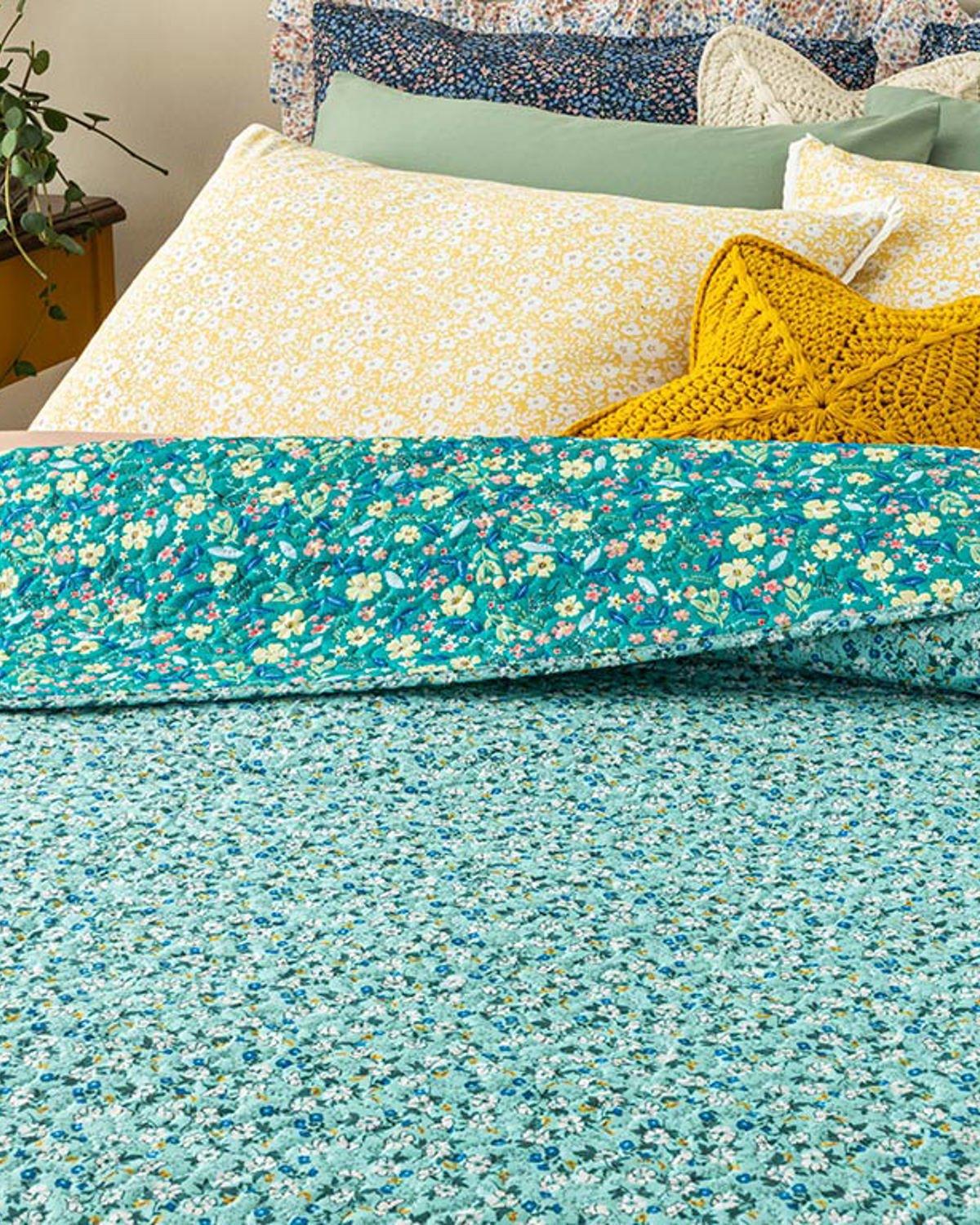 Fresh Blossom Tek Kişilik Çok Amaçlı Örtü Yeşil