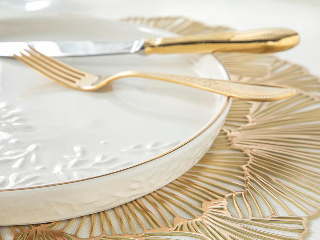 Frondosa Seramik Pasta Tabağı 22 cm Açık Krem