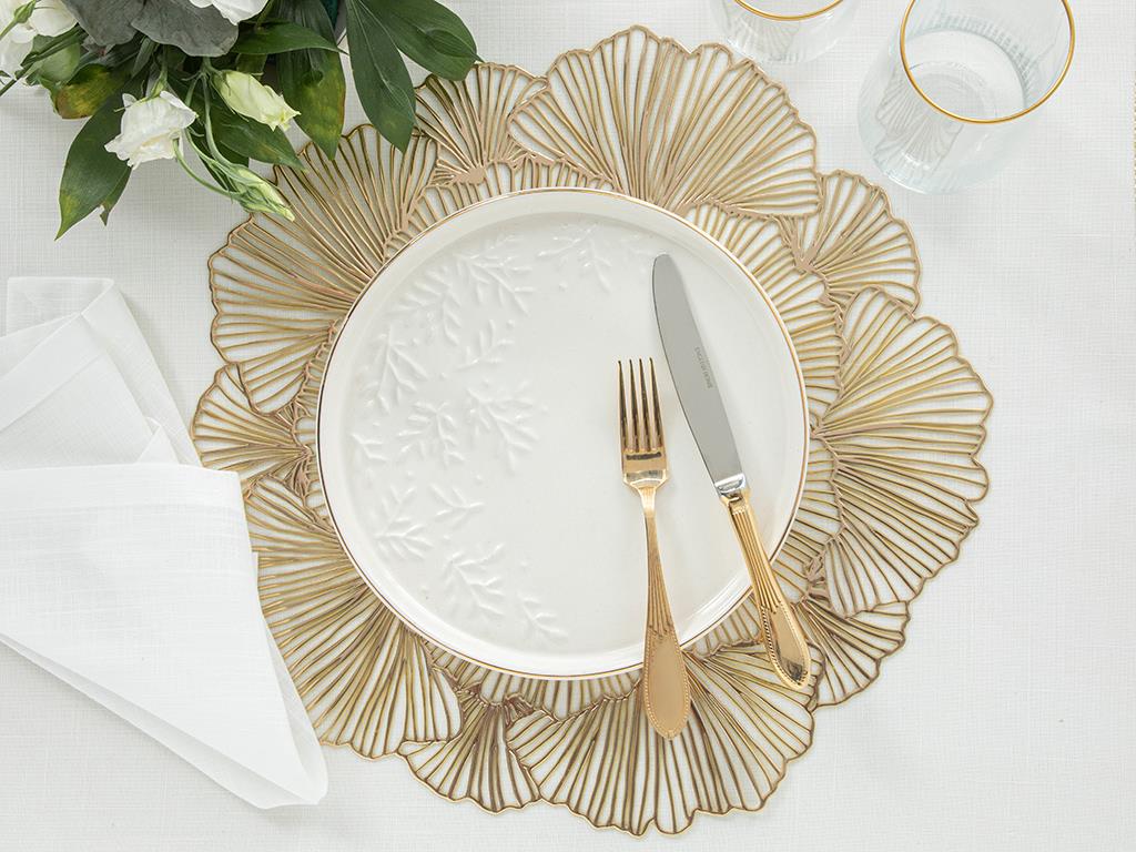 Frondosa Seramik Pasta Tabağı 22 cm Açık Krem