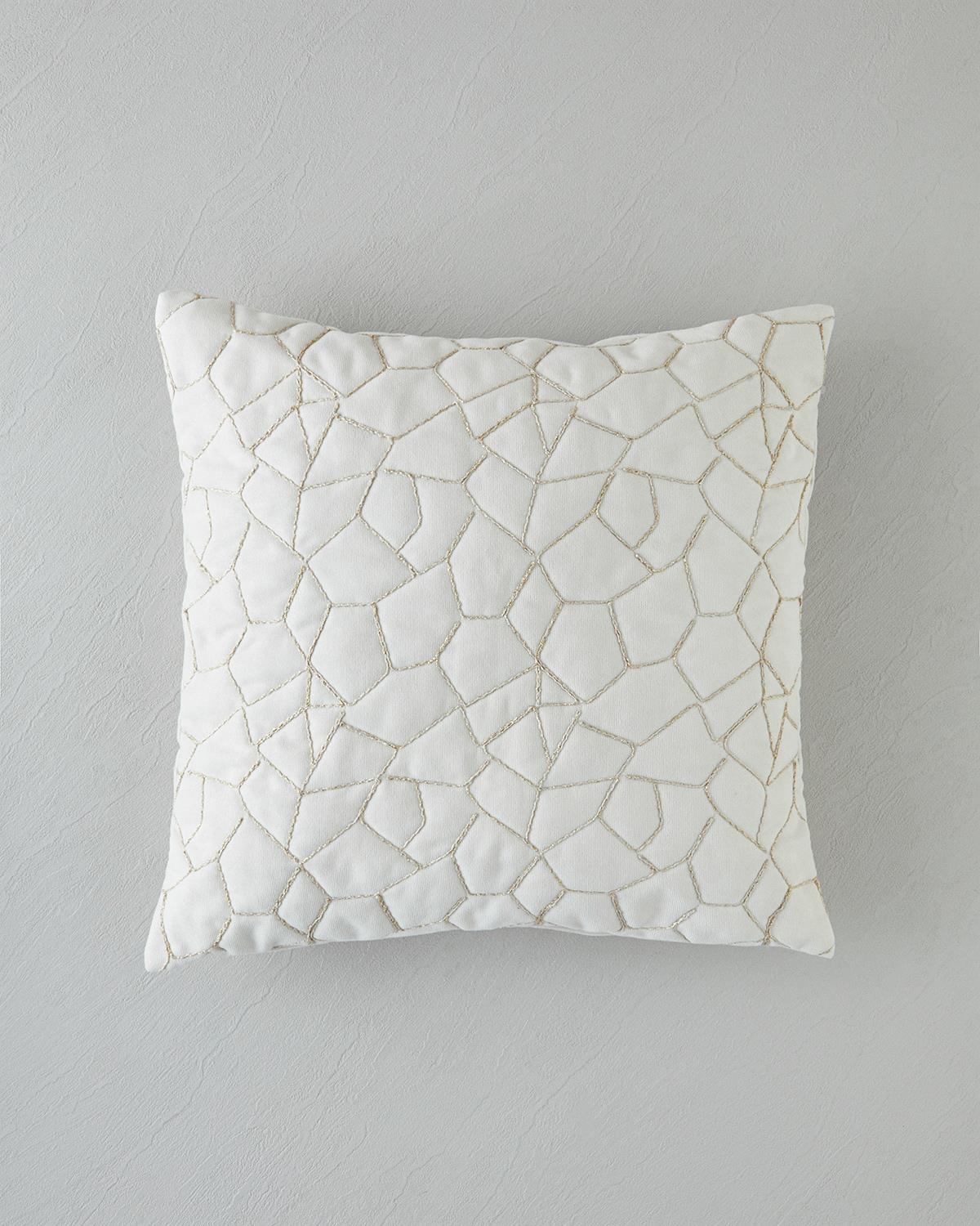Frosted Nakışlı Kırlent Kılıfı 45x45 cm Ekru