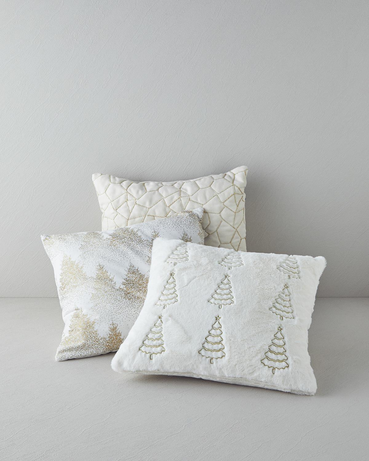 Frosted Nakışlı Kırlent Kılıfı 45x45 cm Ekru