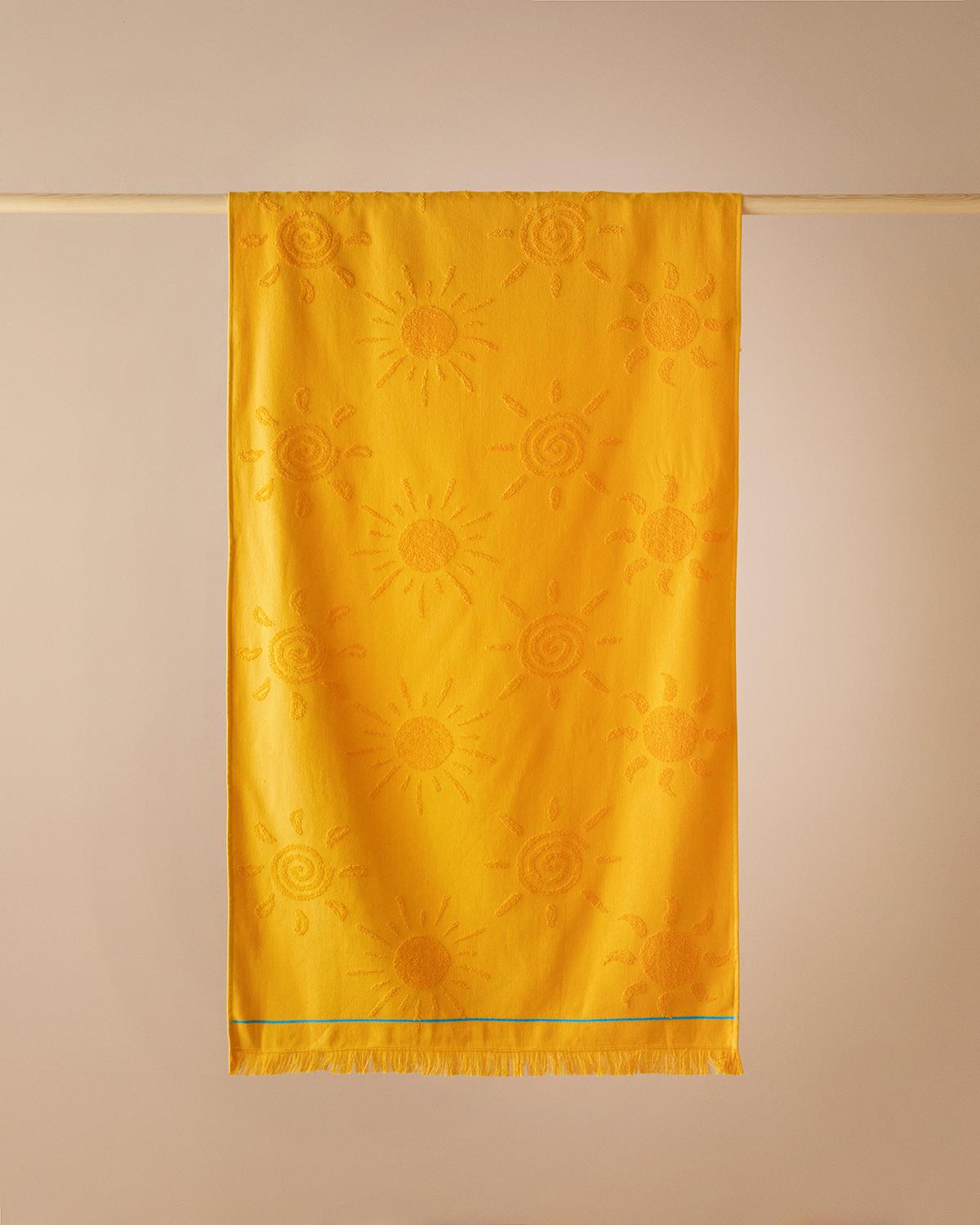 Funny Sunny Pamuklu Plaj Havlusu 70x140 cm Sarı