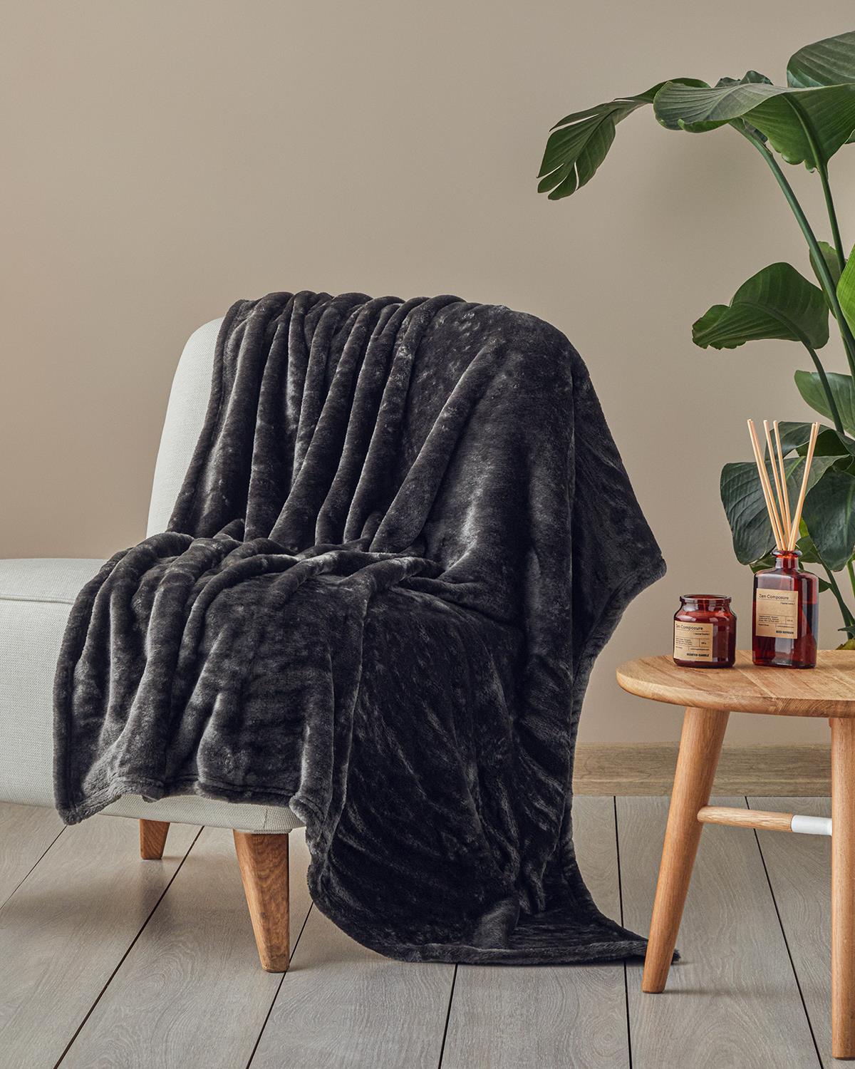 Furry Super Soft Tv Battaniyesi Antrasit