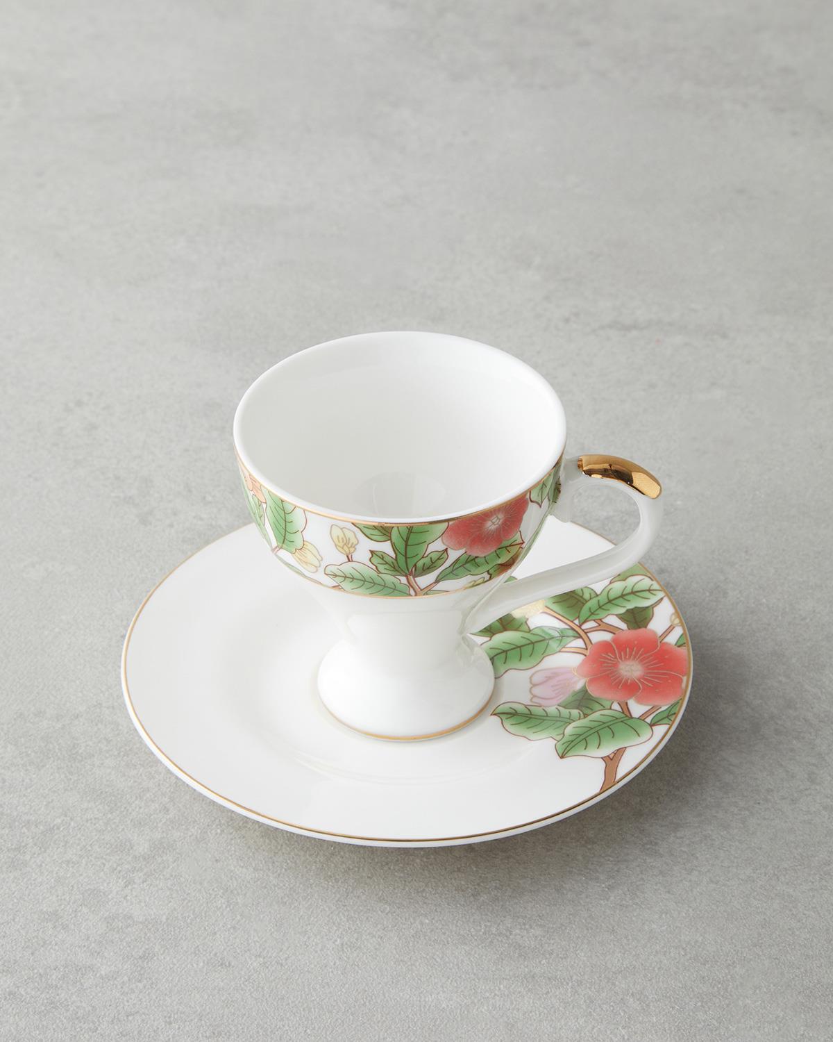 Garden Dream New Bone China 4 Parça 2 Kişilik Kahve Fincan Takımı 90 ml Yeşil-Beyaz