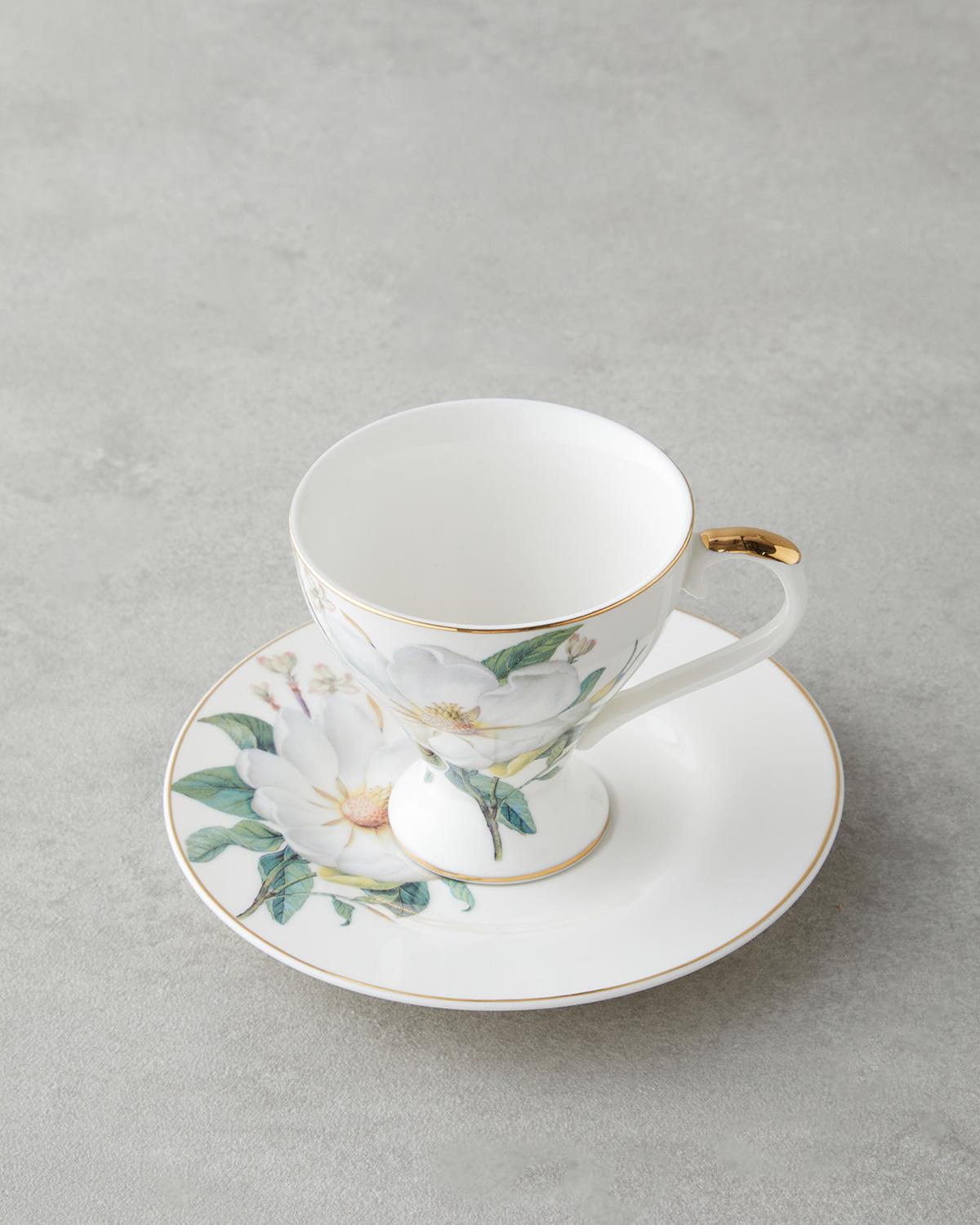 Garden Lovely New Bone China 4 Parça 2 Kişilik Kahve Fincan Takımı 90 ml Yeşil-Beyaz